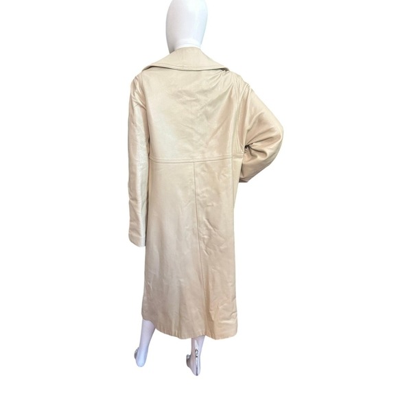Arthur Norgard Birch Creek Vintage Leather Trench Coat Womens Beige Long - Picture 6 of 10